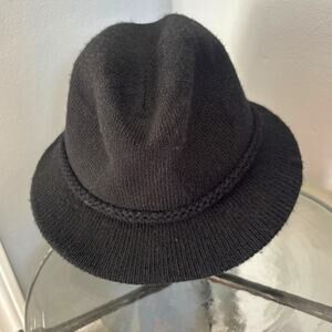 VINTAGE EVERITT Womens Black Fedora with Braided Detail